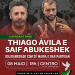 Ato no Rio defende liberdade para brasileiro sequestrado por Israel e repudia criminalização da solidariedade